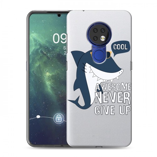 Полупрозрачный дизайнерский пластиковый чехол для Nokia 6.2 Прозрачные акулы