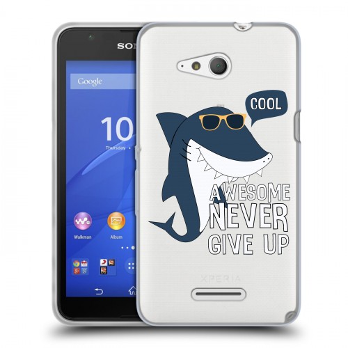 Полупрозрачный дизайнерский пластиковый чехол для Sony Xperia E4g Прозрачные акулы