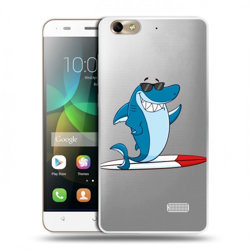 Полупрозрачный дизайнерский пластиковый чехол для Huawei Honor 4C Прозрачные акулы
