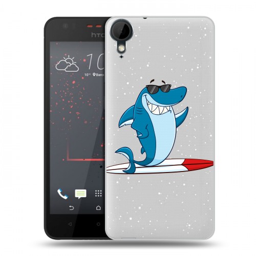 Полупрозрачный дизайнерский пластиковый чехол для HTC Desire 825 Прозрачные акулы