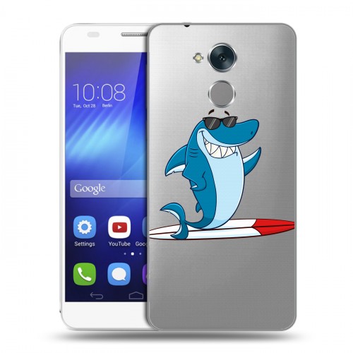 Полупрозрачный дизайнерский пластиковый чехол для Huawei Honor 6C Прозрачные акулы