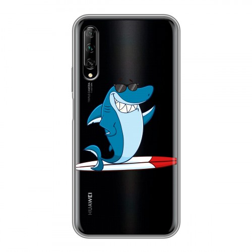Полупрозрачный дизайнерский силиконовый чехол для Huawei Y9s Прозрачные акулы