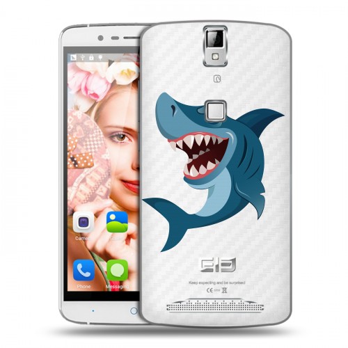 Полупрозрачный дизайнерский пластиковый чехол для Elephone P8000 Прозрачные акулы