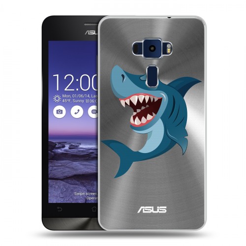Полупрозрачный дизайнерский пластиковый чехол для Asus ZenFone 3 5.2 Прозрачные акулы