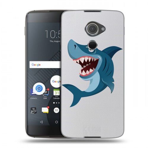 Полупрозрачный дизайнерский пластиковый чехол для Blackberry DTEK60 Прозрачные акулы