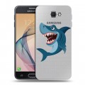 Полупрозрачный дизайнерский пластиковый чехол для Samsung Galaxy J5 Prime Прозрачные акулы