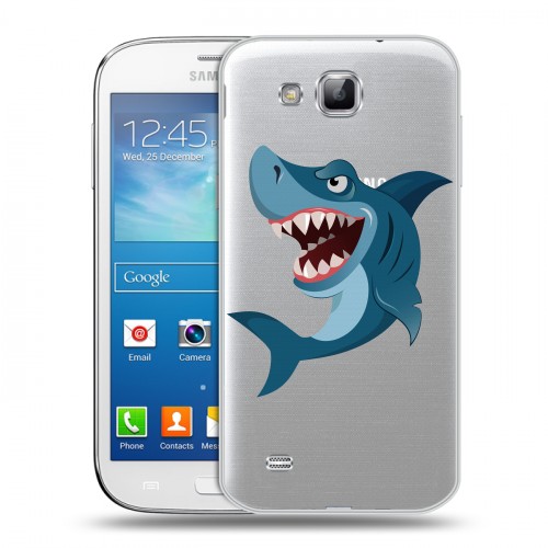 Полупрозрачный дизайнерский пластиковый чехол для Samsung Galaxy Premier Прозрачные акулы