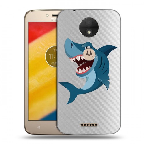 Полупрозрачный дизайнерский пластиковый чехол для Motorola Moto C Прозрачные акулы