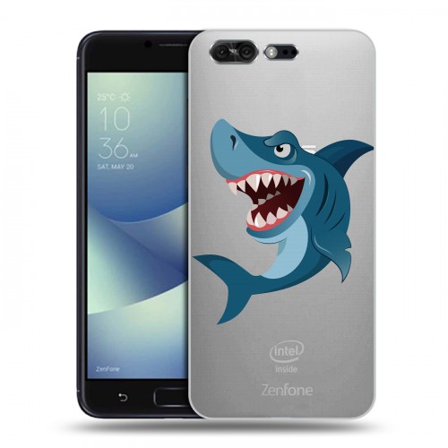 Полупрозрачный дизайнерский силиконовый чехол для ASUS ZenFone 4 Pro Прозрачные акулы