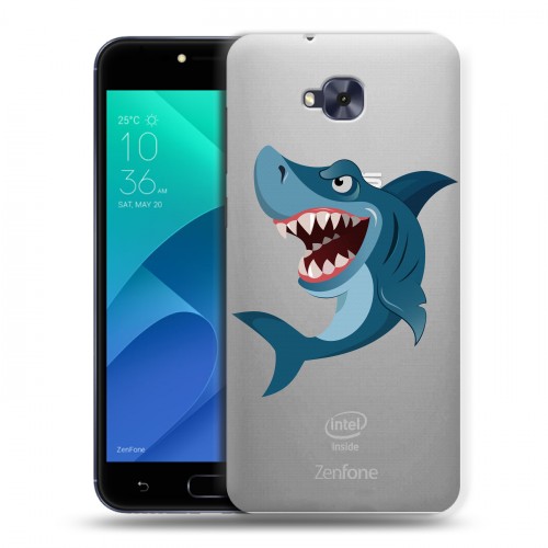 Полупрозрачный дизайнерский пластиковый чехол для ASUS ZenFone 4 Selfie Прозрачные акулы