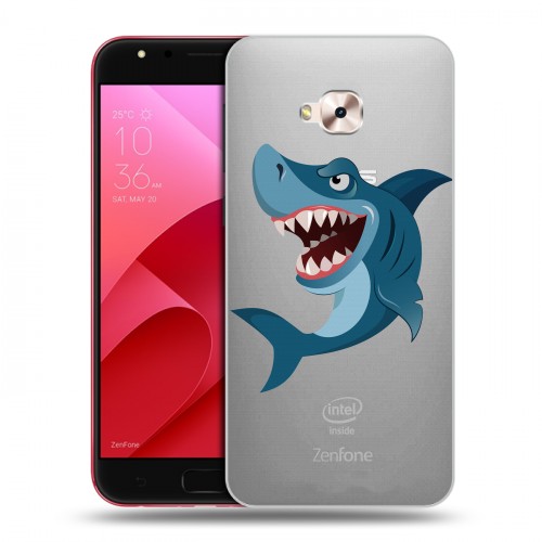 Полупрозрачный дизайнерский пластиковый чехол для ASUS ZenFone 4 Selfie Pro Прозрачные акулы