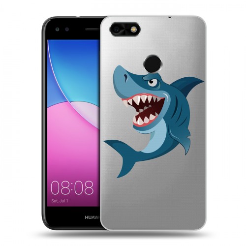 Полупрозрачный дизайнерский пластиковый чехол для Huawei Nova Lite (2017) Прозрачные акулы