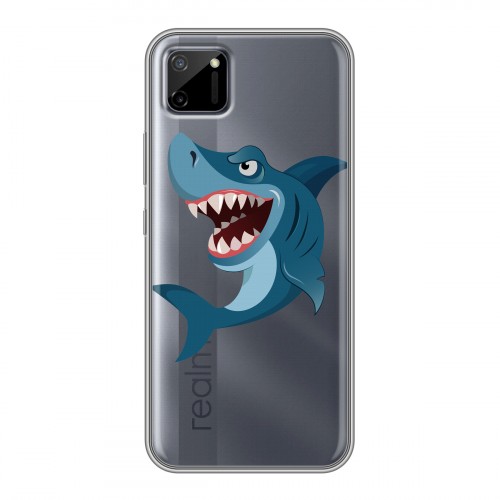 Полупрозрачный дизайнерский пластиковый чехол для Realme C11 Прозрачные акулы