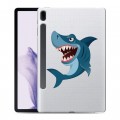 Полупрозрачный дизайнерский пластиковый чехол для Samsung Galaxy Tab S7 FE Прозрачные акулы