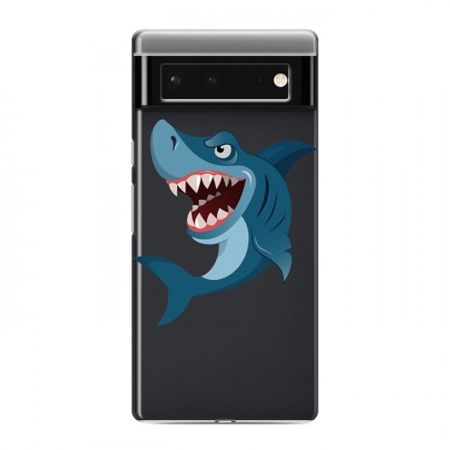 Полупрозрачный дизайнерский силиконовый с усиленными углами чехол для Google Pixel 6 Прозрачные акулы