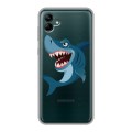 Полупрозрачный дизайнерский пластиковый чехол для Samsung Galaxy A04 Прозрачные акулы