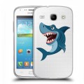 Полупрозрачный дизайнерский силиконовый чехол для Samsung Galaxy Core Прозрачные акулы