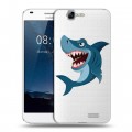 Полупрозрачный дизайнерский пластиковый чехол для Huawei Ascend G7 Прозрачные акулы