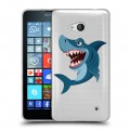 Полупрозрачный дизайнерский пластиковый чехол для Microsoft Lumia 640 Прозрачные акулы