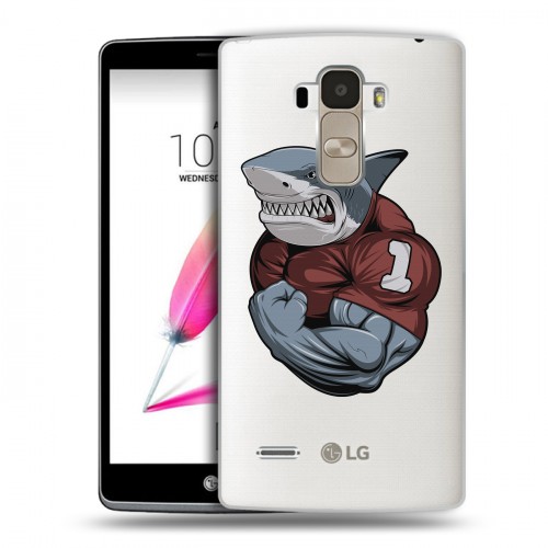 Полупрозрачный дизайнерский пластиковый чехол для LG G4 Stylus Прозрачные акулы