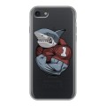 Полупрозрачный дизайнерский силиконовый с усиленными углами чехол для Iphone 7 Прозрачные акулы
