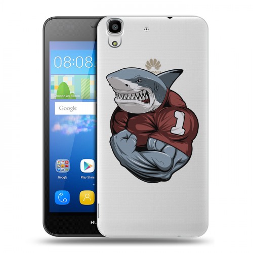 Полупрозрачный дизайнерский пластиковый чехол для Huawei Y6 Прозрачные акулы