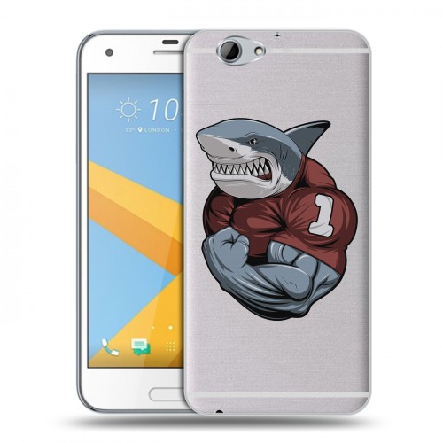 Полупрозрачный дизайнерский силиконовый чехол для HTC One A9S Прозрачные акулы