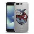 Полупрозрачный дизайнерский силиконовый чехол для ASUS ZenFone 4 Pro Прозрачные акулы