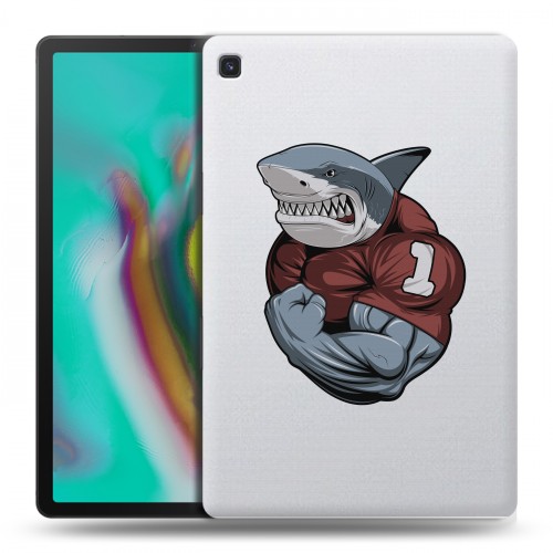 Полупрозрачный дизайнерский пластиковый чехол для Samsung Galaxy Tab S5e Прозрачные акулы