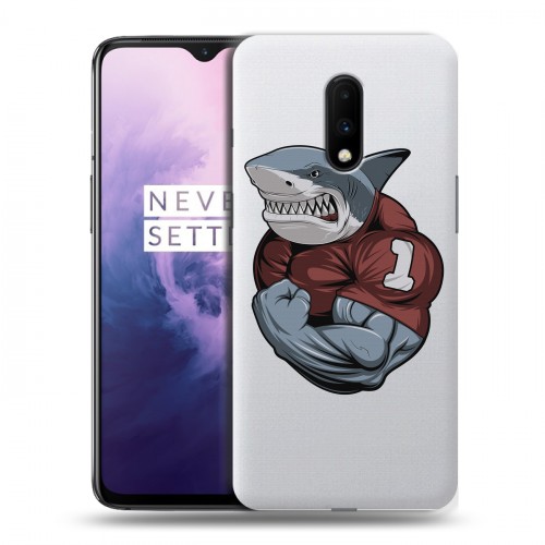 Полупрозрачный дизайнерский пластиковый чехол для OnePlus 7 Прозрачные акулы