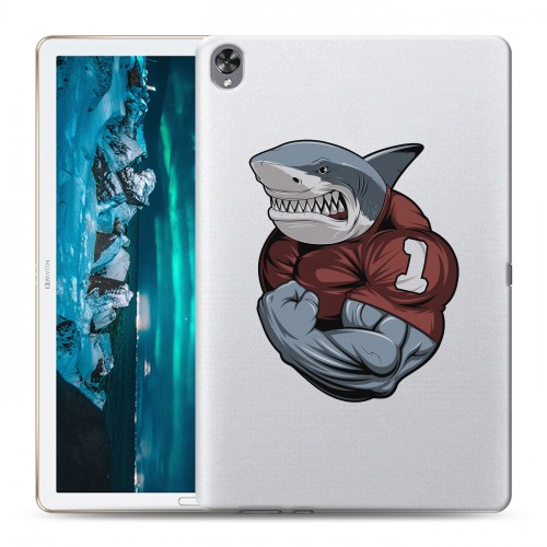 Полупрозрачный дизайнерский пластиковый чехол для Huawei MediaPad M6 10.8 Прозрачные акулы
