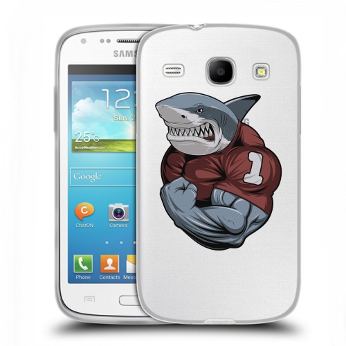Полупрозрачный дизайнерский пластиковый чехол для Samsung Galaxy Core Прозрачные акулы