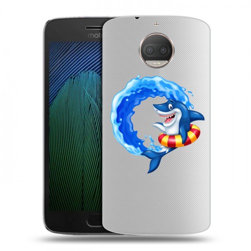 Полупрозрачный дизайнерский пластиковый чехол для Motorola Moto G5s Plus Прозрачные акулы