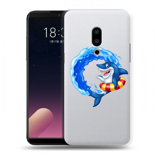 Полупрозрачный дизайнерский пластиковый чехол для Meizu 15 Plus Прозрачные акулы