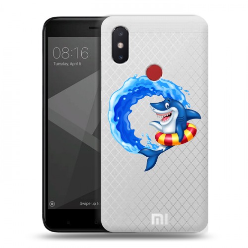 Полупрозрачный дизайнерский силиконовый чехол для Xiaomi Mi8 SE Прозрачные акулы