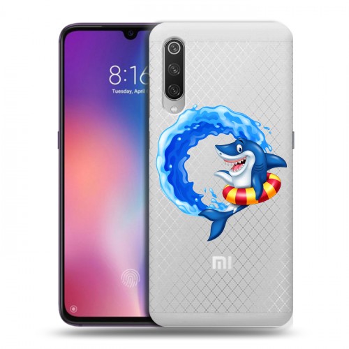 Полупрозрачный дизайнерский силиконовый с усиленными углами чехол для Xiaomi Mi9 Прозрачные акулы