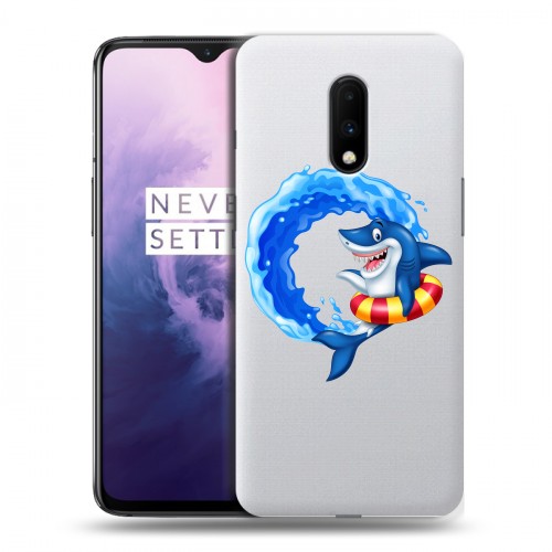 Полупрозрачный дизайнерский пластиковый чехол для OnePlus 7 Прозрачные акулы