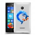 Полупрозрачный дизайнерский пластиковый чехол для Microsoft Lumia 435 Прозрачные акулы