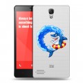 Полупрозрачный дизайнерский силиконовый чехол для Xiaomi RedMi Note Прозрачные акулы