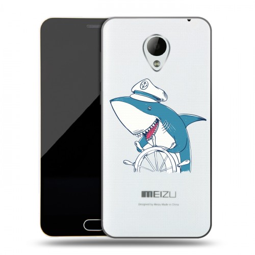 Полупрозрачный дизайнерский пластиковый чехол для Meizu M2 Mini Прозрачные акулы