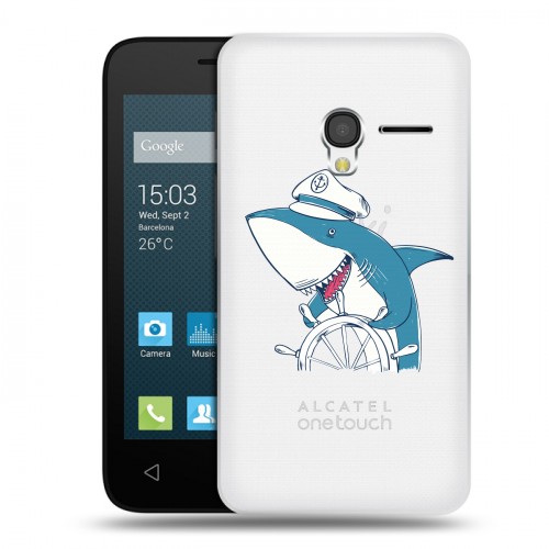 Полупрозрачный дизайнерский пластиковый чехол для Alcatel One Touch Pixi 3 (4.0) Прозрачные акулы
