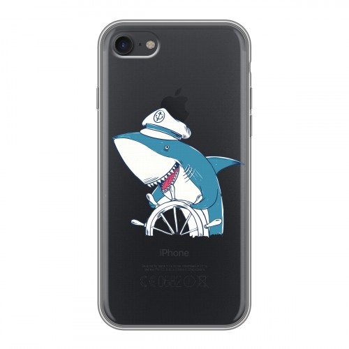 Полупрозрачный дизайнерский силиконовый чехол для Iphone 7 Прозрачные акулы