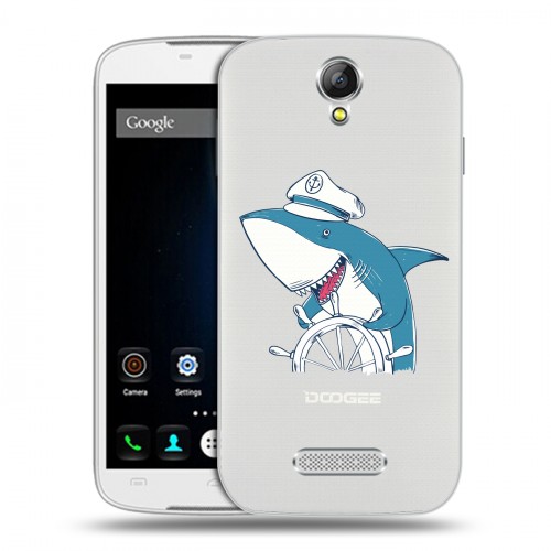 Полупрозрачный дизайнерский пластиковый чехол для Doogee X6 Прозрачные акулы