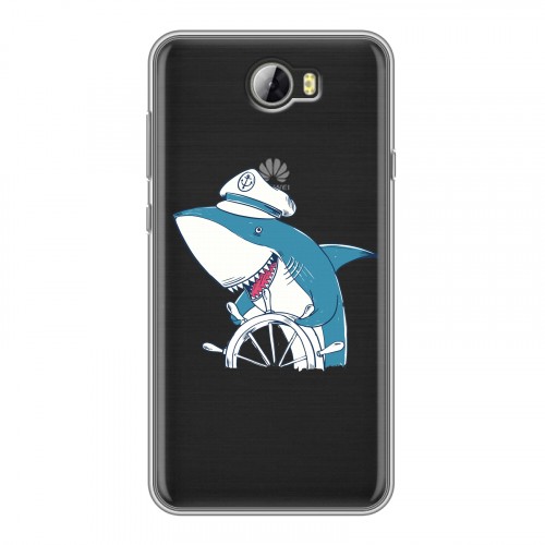 Полупрозрачный дизайнерский пластиковый чехол для Huawei Y5 II Прозрачные акулы