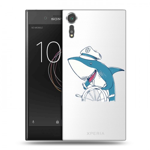 Полупрозрачный дизайнерский пластиковый чехол для Sony Xperia XZs Прозрачные акулы