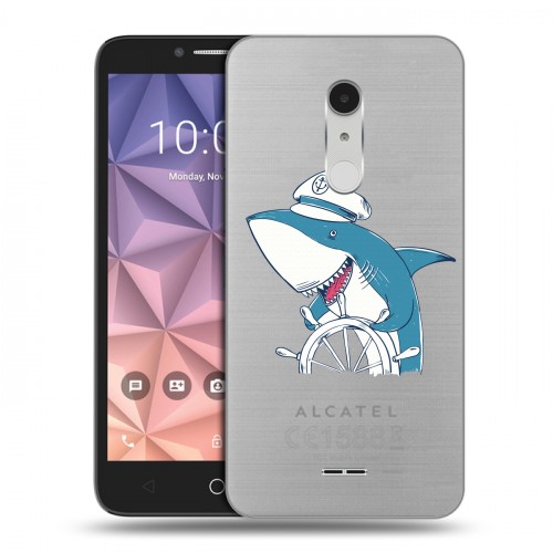 Полупрозрачный дизайнерский силиконовый чехол для Alcatel A3 XL Прозрачные акулы