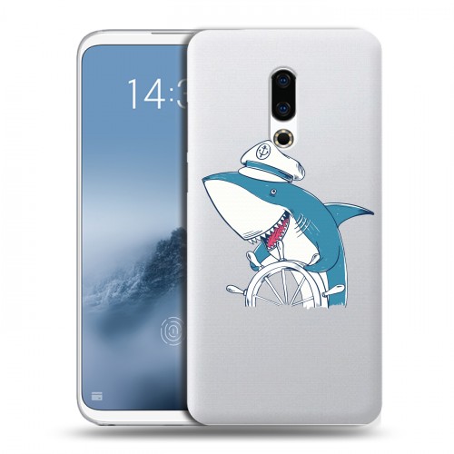 Полупрозрачный дизайнерский пластиковый чехол для Meizu 16th Plus Прозрачные акулы
