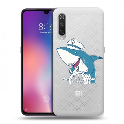 Полупрозрачный дизайнерский силиконовый с усиленными углами чехол для Xiaomi Mi9 Прозрачные акулы