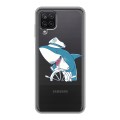 Полупрозрачный дизайнерский пластиковый чехол для Samsung Galaxy A12 Прозрачные акулы