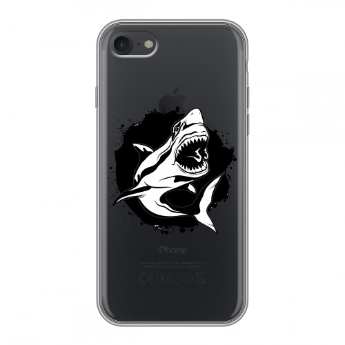 Полупрозрачный дизайнерский силиконовый с усиленными углами чехол для Iphone 7 Прозрачные акулы